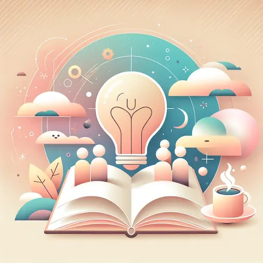 An image of A glowing lightbulb above an open notebook, with a steaming cup beside it, symbolizing inspiration and ideas.
